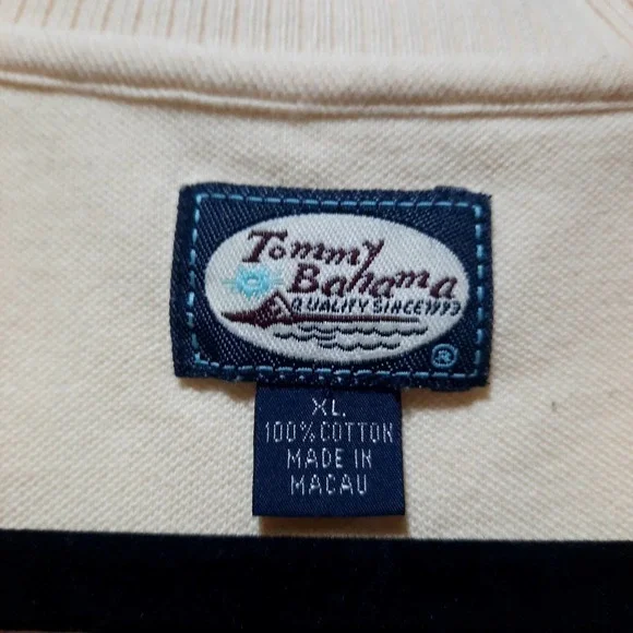 TOMMY‎ BAHAMA MENS XL YELLOW COTTON SHORT SLEEVE POLO - Picture 2 of 7